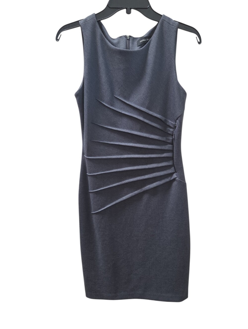 Ivanka Trump Slate Gray Sleeveless Fold-Detail Sheath Dress Size 4